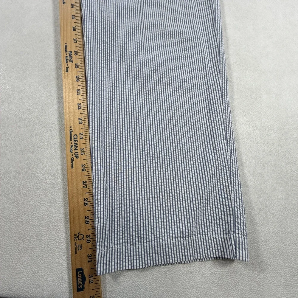 Polo Ralph Lauren Andrew Pant Mens 35x32 Blue White Seersucker Pleated Trousers